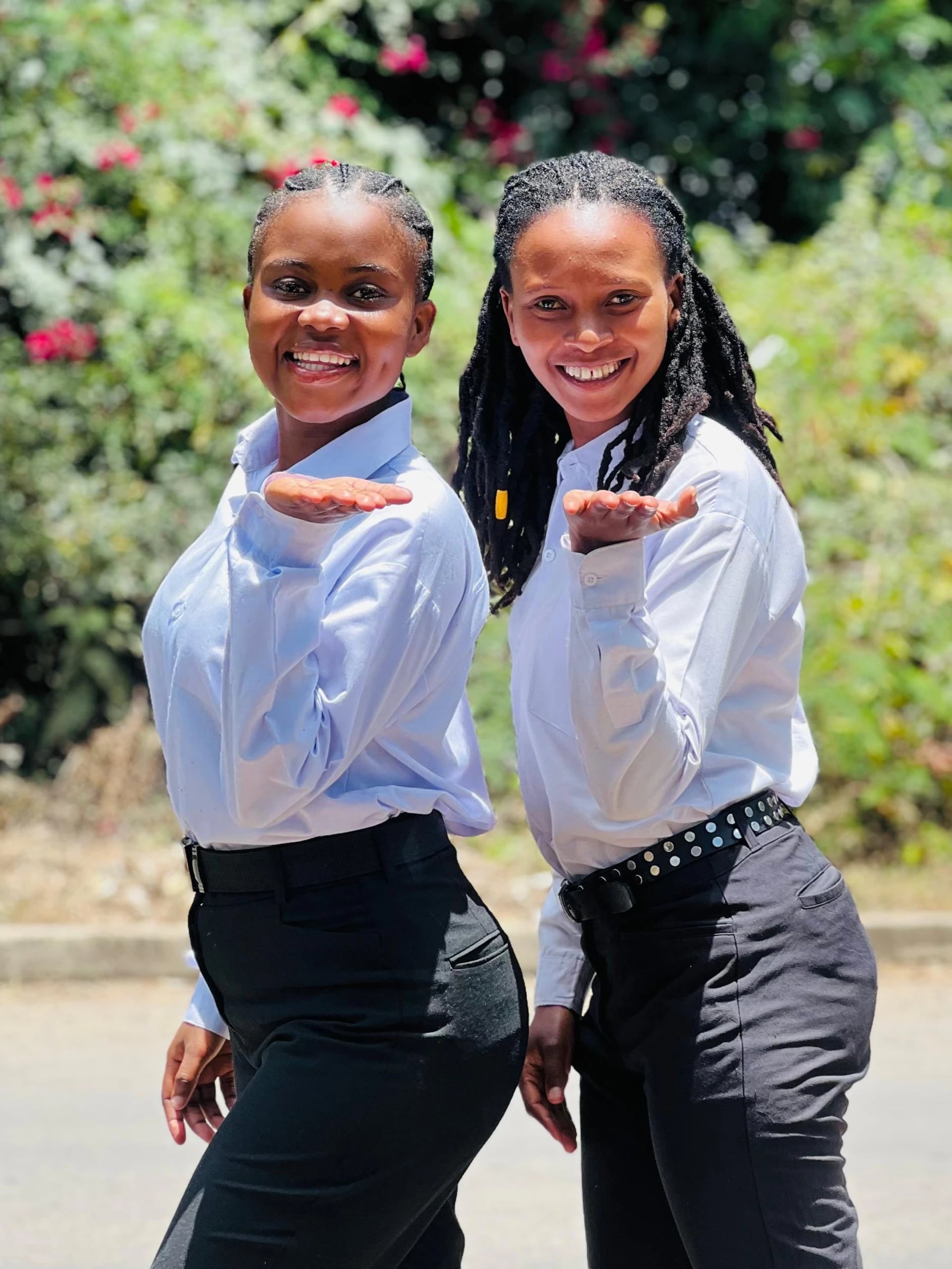 Two Keepsake students smiling together outdoors